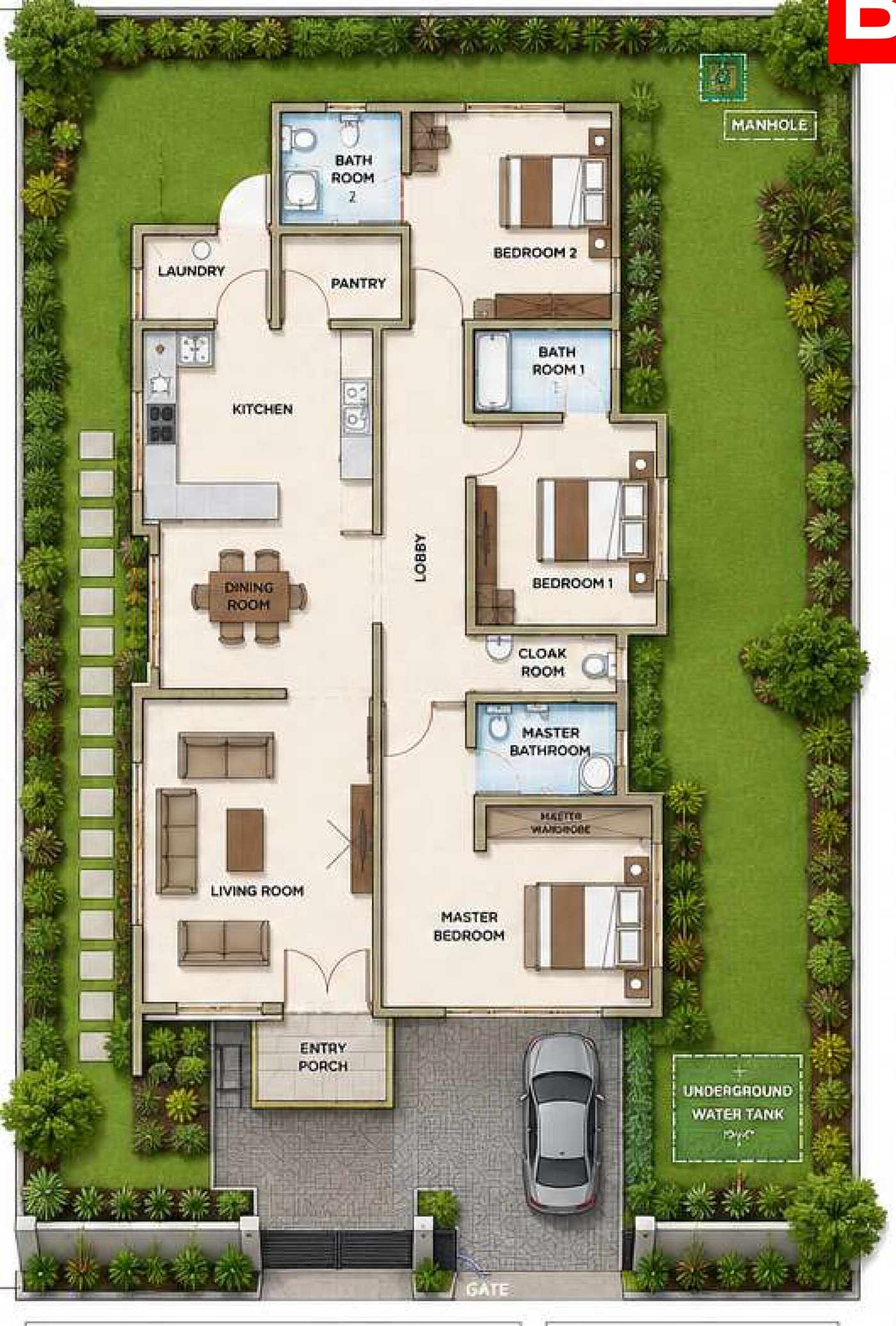 BGL-1 3-bedroom bungalow render
